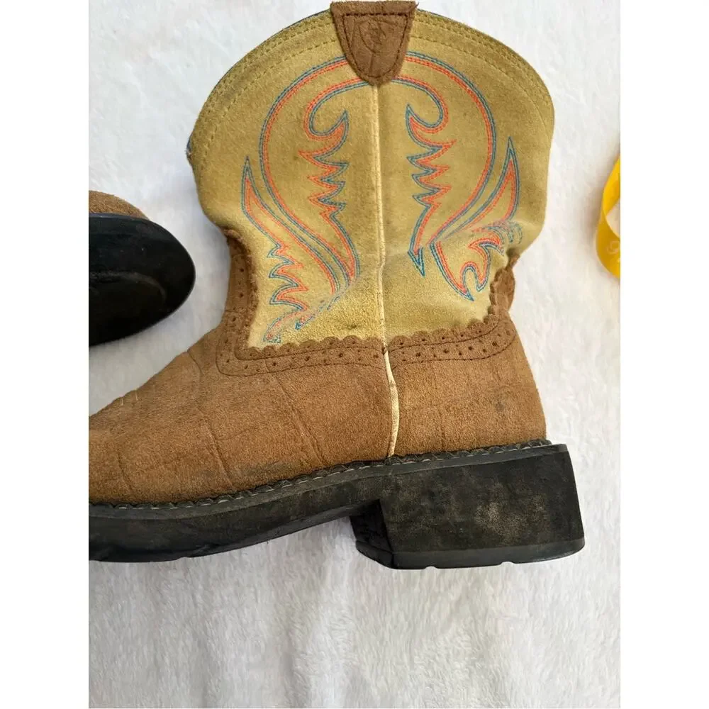 Ariat women's size 9.5 B cowboy boots fatbaby Blue Tan Western rodeo